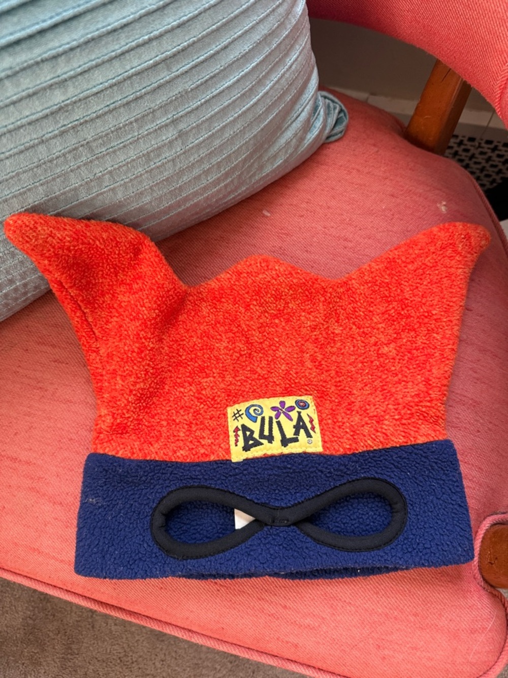 BULA Vintage Orange and Navy Fleece Jester Hat with Mask